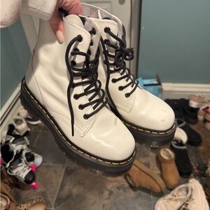 White Lace-Up Women's Boots